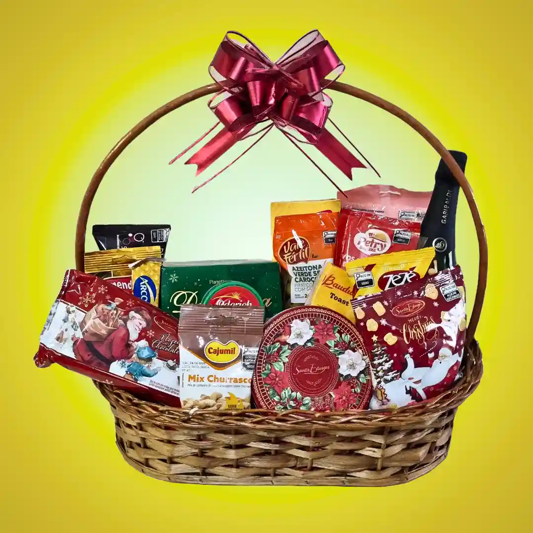 Cesta Natal Requinte Premium com Espumante, Panetone 400g, Patê e Ovinhos de Codorna em Porto Alegre