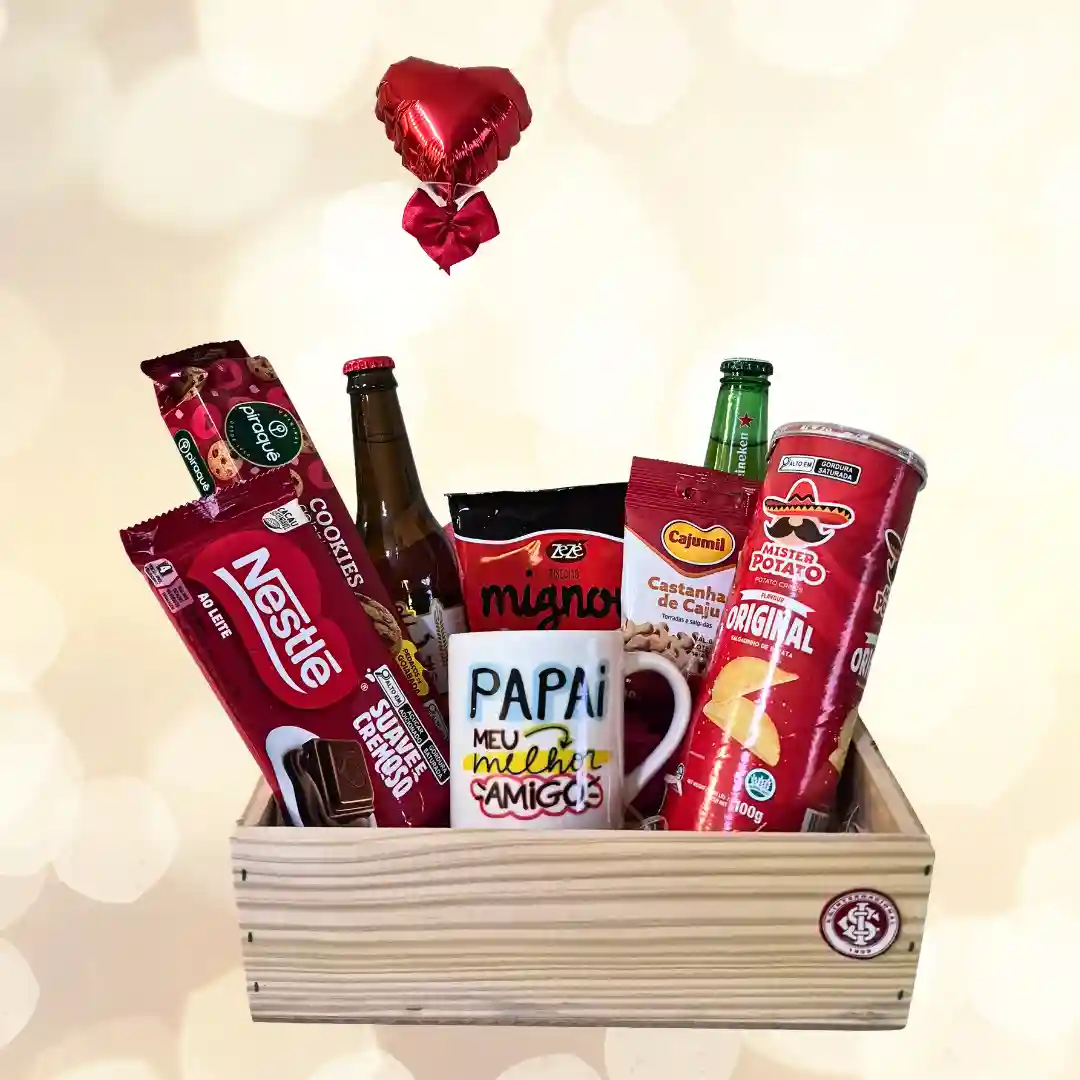 Cesta Dia dos Pais Pai de Ouro com cervejas, aperitivos e chocolates em Porto Alegre